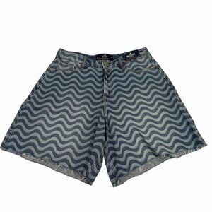Hollister Vintage Baggy Shorts Womens Denim Wide Wavy High Rise 9 Y2K Style NWT